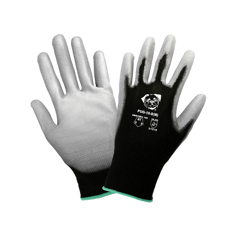 Guantes ligeros y sin costuras, fabricados en poliéster de calibre 13, con revestimiento de poliuretano liso PM-CR611MF